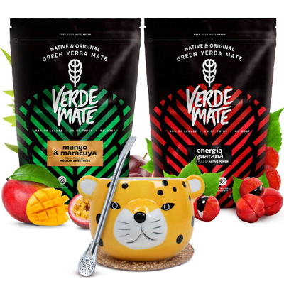 Набір Єрба Мате Verde Mate з керамічного калабашу Yaguar Gatito bombilla