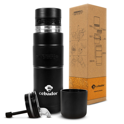 Yerbomos XL ALL IN ONE - 750 мл - Посудина, термос і бомбілья в одному флаконі (чорний)
