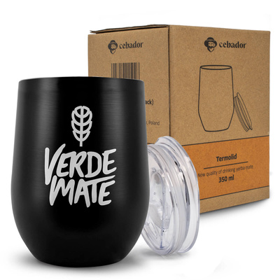 TermoLid – термокухоль для йерба мате з кришкою – Verde Mate (чорний) – 350 мл