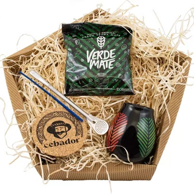Подарунковий набір Єрба Мате: Verde Mate Frutos Tropicales 50г + Калабаш + Бомбілія